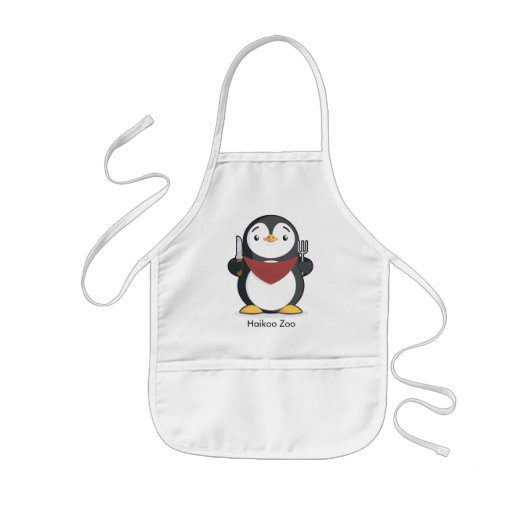 空腹なペンギンはエプロンをからかいます 子供用エプロン (正面)