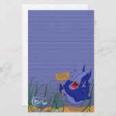 空腹なヨシキリザメおよび魚の文房具(支配される) 便箋 (正面/裏面)