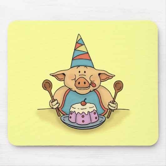 空腹な誕生日のブタのおもしろいなmousepad マウスパッド (正面)