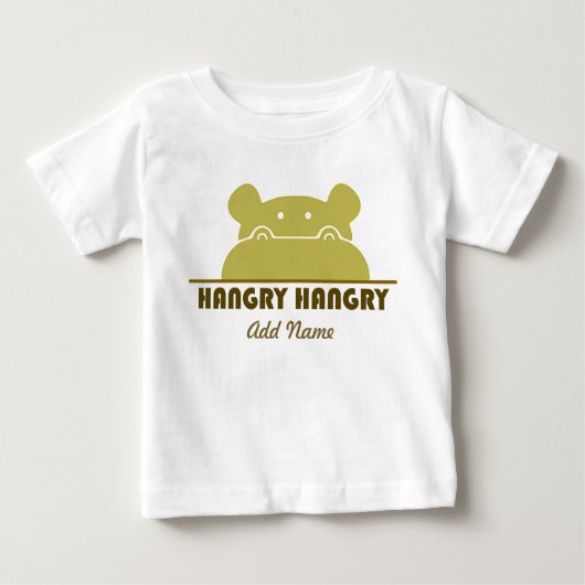 空腹なHangryの緑のおもしろいでかわいいカバ ベビーTシャツ (正面)