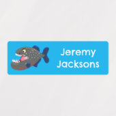 空腹のおもしろいピラニアパーソナライズされた漫画 ラベル (デザイン2)