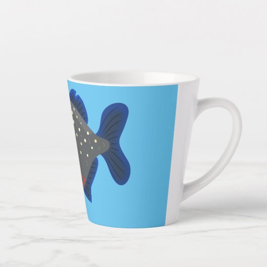 空腹のおもしろいピラニア漫画イラストレーション カフェラテマグ (右)