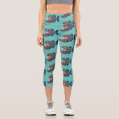 空腹のおもしろいピラニア漫画イラストレーション カプリレギンス (正面)