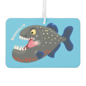 空腹のおもしろいピラニア漫画イラストレーション カーエアーフレッシュナー (裏面)