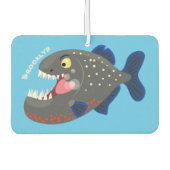 空腹のおもしろいピラニア漫画イラストレーション カーエアーフレッシュナー (正面)