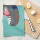 空腹のおもしろいピラニア漫画イラストレーション キッチンタオル (四つ折り)