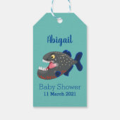 空腹のおもしろいピラニア漫画イラストレーション ギフトタグ (裏面)