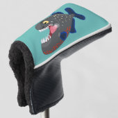 空腹のおもしろいピラニア漫画イラストレーション ゴルフヘッドカバー (3/4 正面)