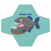 空腹のおもしろいピラニア漫画イラストレーション サッカーボール (フラット)