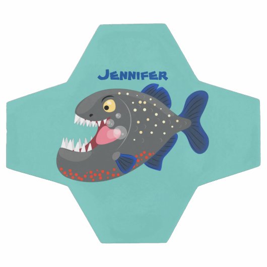 空腹のおもしろいピラニア漫画イラストレーション サッカーボール (フラット)