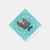 空腹のおもしろいピラニア漫画イラストレーション スタンダードカクテルナプキン (角)