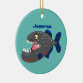 空腹のおもしろいピラニア漫画イラストレーション セラミックオーナメント (右)