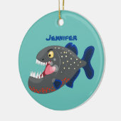 空腹のおもしろいピラニア漫画イラストレーション セラミックオーナメント (左)