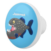 空腹のおもしろいピラニア漫画イラストレーション セラミックノブ (右)