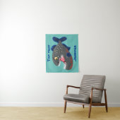 空腹のおもしろいピラニア漫画イラストレーション タペストリー (インサイチュ)