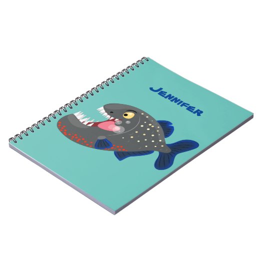 空腹のおもしろいピラニア漫画イラストレーション ノートブック (左側)