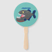 空腹のおもしろいピラニア漫画イラストレーション ハンドファン (裏面)