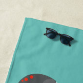 空腹のおもしろいピラニア漫画イラストレーション ビーチタオル (インサイチュ)