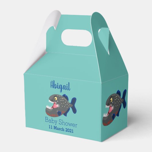 空腹のおもしろいピラニア漫画イラストレーション フェイバーボックス (正面サイド)