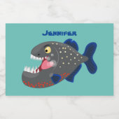 空腹のおもしろいピラニア漫画イラストレーション フードラベル (シングルラベル)