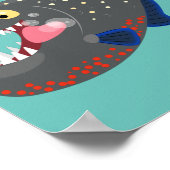 空腹のおもしろいピラニア漫画イラストレーション ポスター (角)