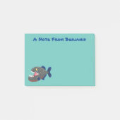 空腹のおもしろいピラニア漫画イラストレーション ポストイット (正面)