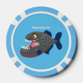 空腹のおもしろいピラニア漫画イラストレーション ポーカーチップ (裏面)