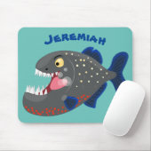 空腹のおもしろいピラニア漫画イラストレーション マウスパッド (マウス)