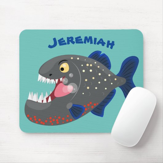 空腹のおもしろいピラニア漫画イラストレーション マウスパッド (マウス)