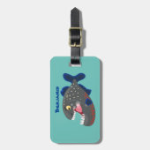 空腹のおもしろいピラニア漫画イラストレーション ラゲッジタグ (正面縦)