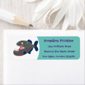 空腹のおもしろいピラニア漫画イラストレーション ラベル (インサイチュ)