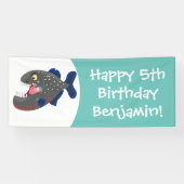 空腹のおもしろいピラニア漫画イラストレーション 横断幕 (横)