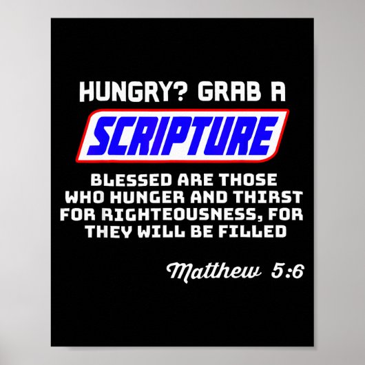 空腹のときは聖書を手に Funny Christian マタイ 5_ ポスター (正面)