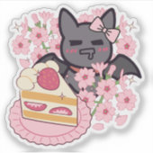 空腹のコウモリといちごケーキ シール (正面)