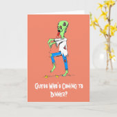 空腹のゾンビハロウィーン カード (黄色い花)