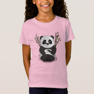 空腹のパンダ手描きイラストレーション Tシャツ