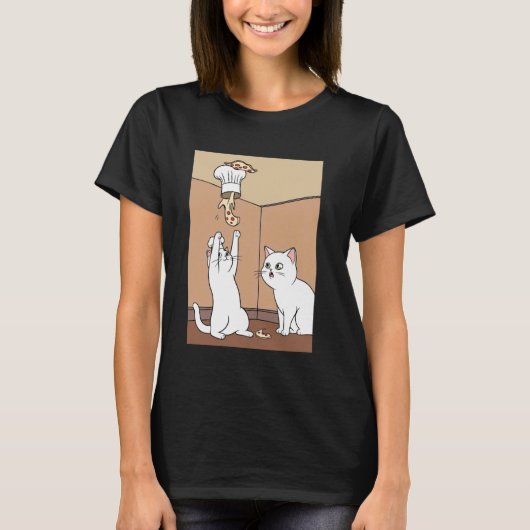 空腹のピザ猫 Tシャツ (正面)