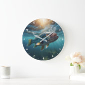 空腹の大きな口ブラックベースの狩り ラージ壁時計 (ホーム)