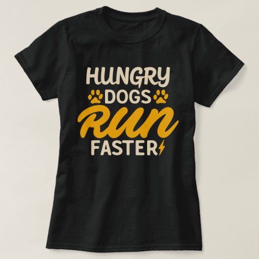 空腹の犬走が速くおもしろいヴィンテージ Tシャツ (デザイン正面)
