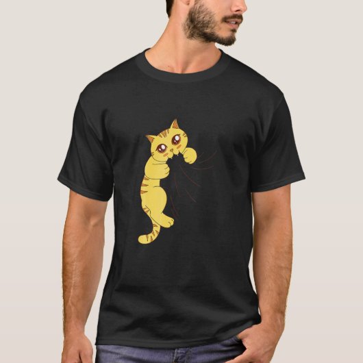 空腹の猫が食べる Tシャツ (正面)