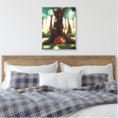 空腹の都市キツネが木の下で眠る キャンバスプリント (インサイチュ (寝室))