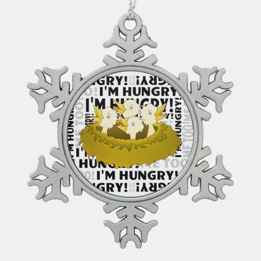 空腹の鳥 スノーフレークピューターオーナメント (正面)