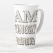 "空腹起業家"かわいいデザイン。買今 カフェラテマグ (右アングル)