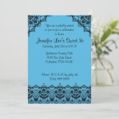 空色および黒くエレガントなSweet16招待状 招待状 (スタンド正面)