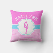 空色が付いているフィギュアスケート選手のピンクのストライプ クッション (裏面)