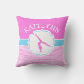 空色が付いている体操のピンクのストライプ クッション (裏面)