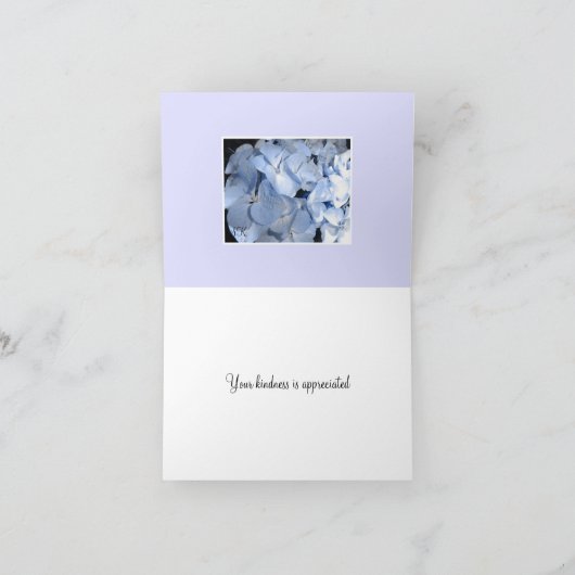 空色のアジサイは感謝していしています サンキューカード (内部)