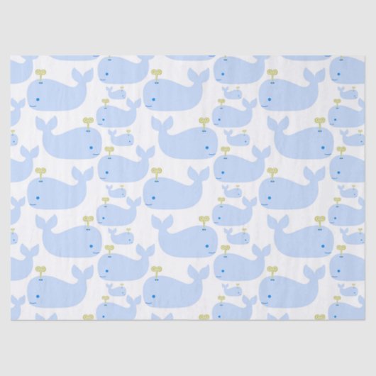 空色のクジラの幼児ギフトのシャワー 薄葉紙 (正面)