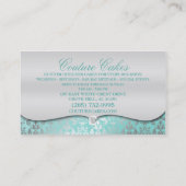 空色のケーキのオートクチュールの派手なダマスク織のケーキのベーカリー 名刺 (裏面)