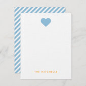 空色のスイートハートモノグラム便箋 ノートカード (正面/裏面)